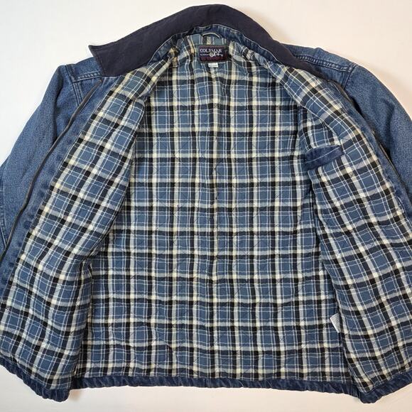 Coleman Outdoor Men's L VTG Denim Chore Jacket Lined Corduroy Collar Distressed - Picture 11 of 15
